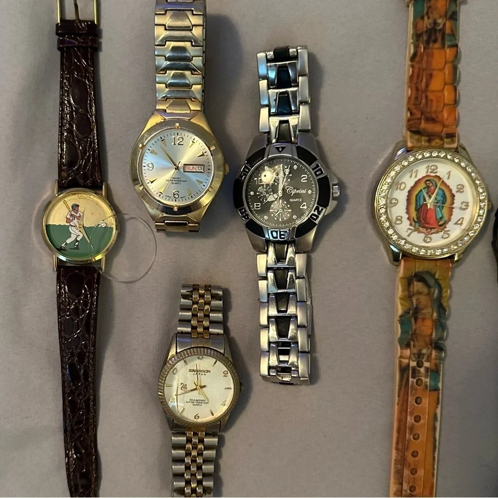 Lot of 9 Wrist Watches vintage & modern men’s/unisex Armitron Sharp Babe Ruth